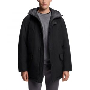 Hugo Boss Schwarze Polyester-Jacke in voller Länge