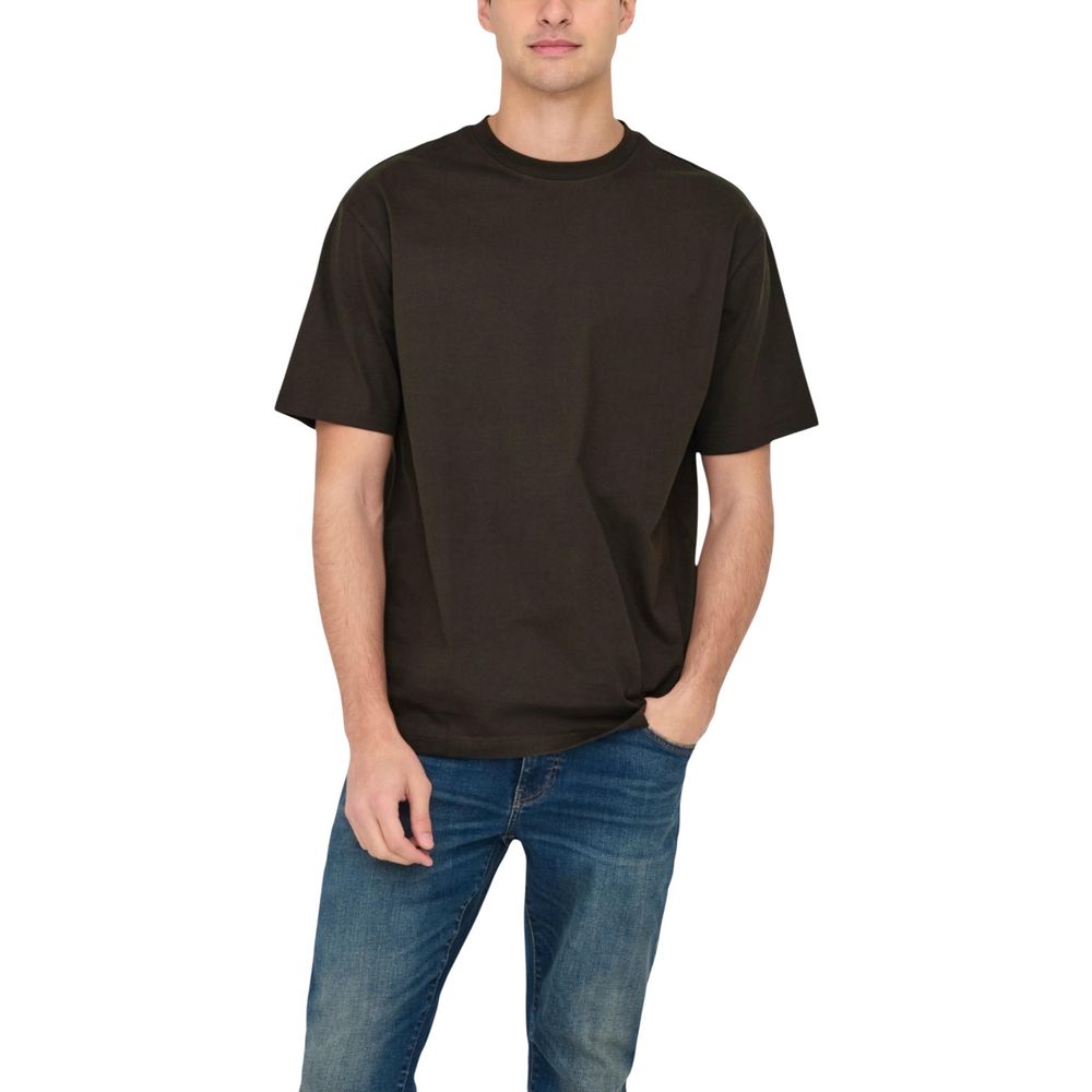 Only & Sons Braunes Bio-Baumwoll-T-Shirt