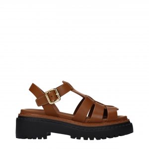Prada Braune Leder-Plateau-Sandalen