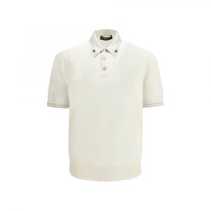 Dolce & Gabbana Beige Silk Polo Shirt