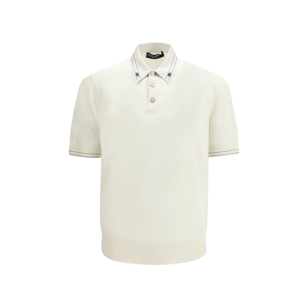 Dolce & Gabbana Beige Silk Polo Shirt