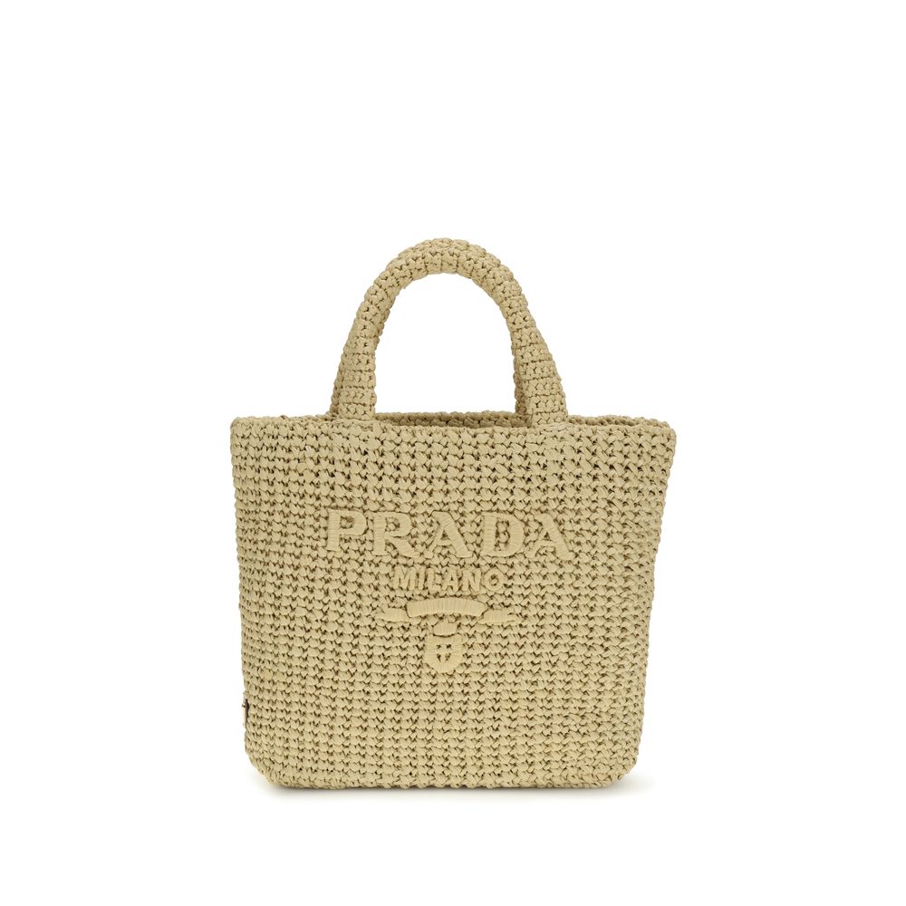 Prada Beige Raffia Handtasche