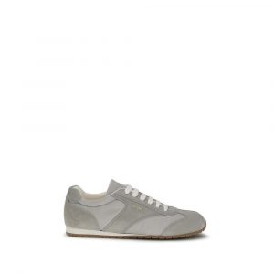 Prada Graue Bos Taurus Kalbsleder Low-Top-Sneaker