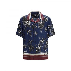 Dolce & Gabbana Blaues Hemd mit Seidenmuster