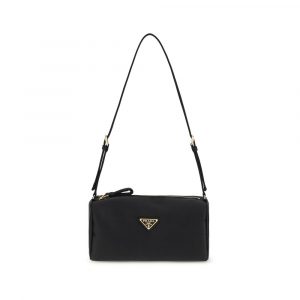 Prada Schwarze Seiden-Schultertasche