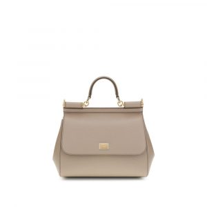 Dolce & Gabbana Graue Kalbsleder Bos Taurus Schultertasche