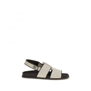 Dolce & Gabbana Beige Calf Leather Bos Taurus Flat Sandals
