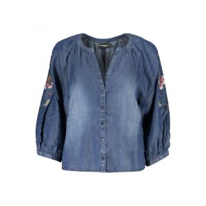 Desigual Damenhemd aus blauem Lyocell