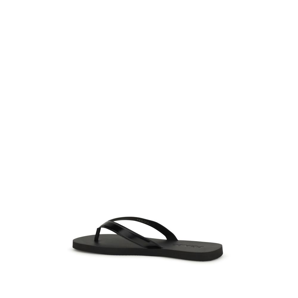 Prada Schwarze Bos Taurus Kalbsleder-Flip-Flop-Sandalen – Bild 3
