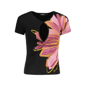 Desigual Schwarzes Baumwoll-T-Shirt für Damen