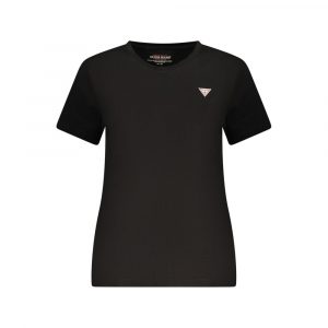 Guess Jeans Schwarzes Baumwoll-T-Shirt für Damen