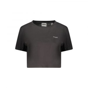 Guess Jeans Schwarzes Baumwoll-T-Shirt für Damen