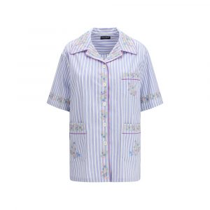 Dolce & Gabbana Blaues Baumwollhemd mit Muster