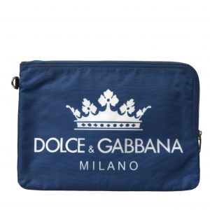 Dolce & Gabbana Blaue DG Milano Print Nylon Pouch Clutch Herren Tasche