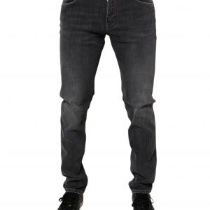 Dolce & Gabbana Dunkelgraue Slim Fit Denim Jeans aus gewaschener Baumwolle