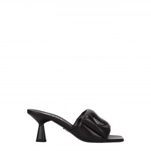 Prada Schwarze Leder-Plateau-Sandalen