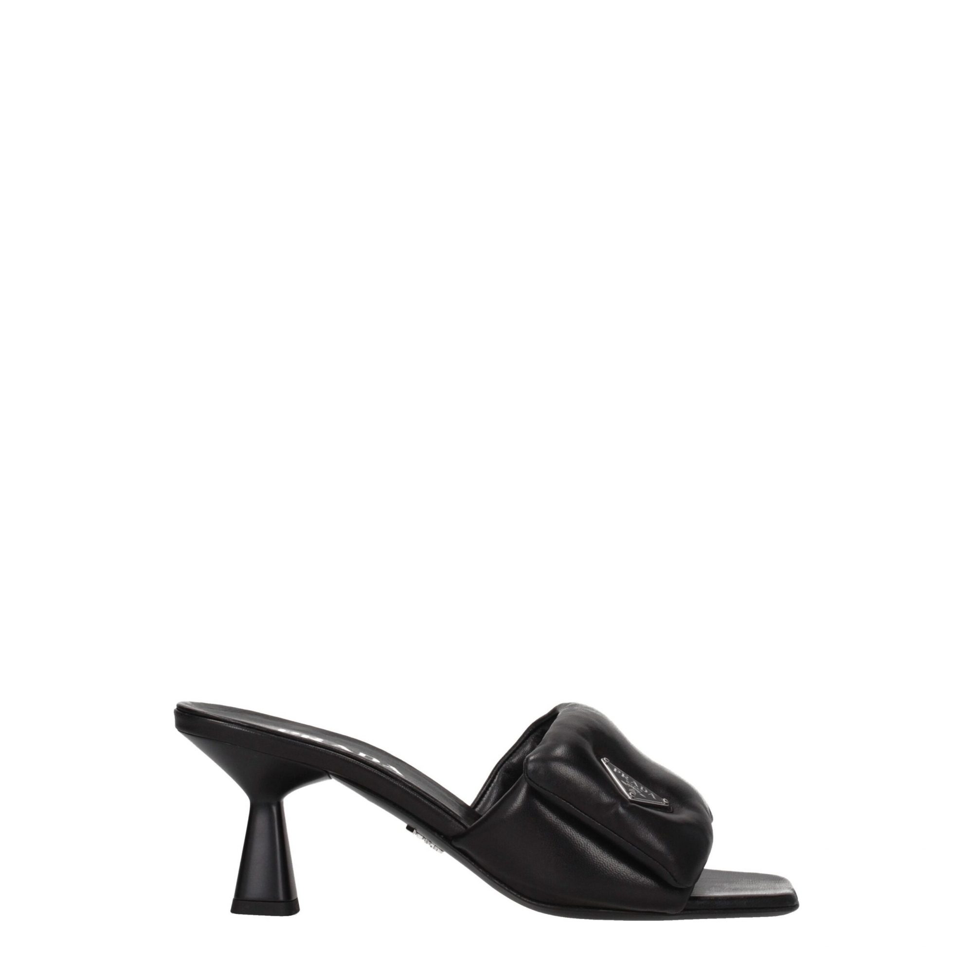 Prada Schwarze Leder-Plateau-Sandalen
