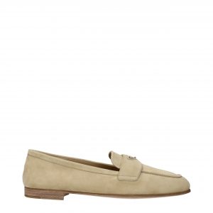 Prada Beigefarbene Wildleder-Slipper
